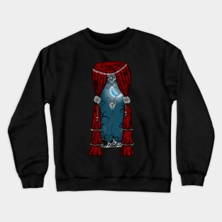 Magic Window with Red Curtain and Moon Crewneck Sweatshirt